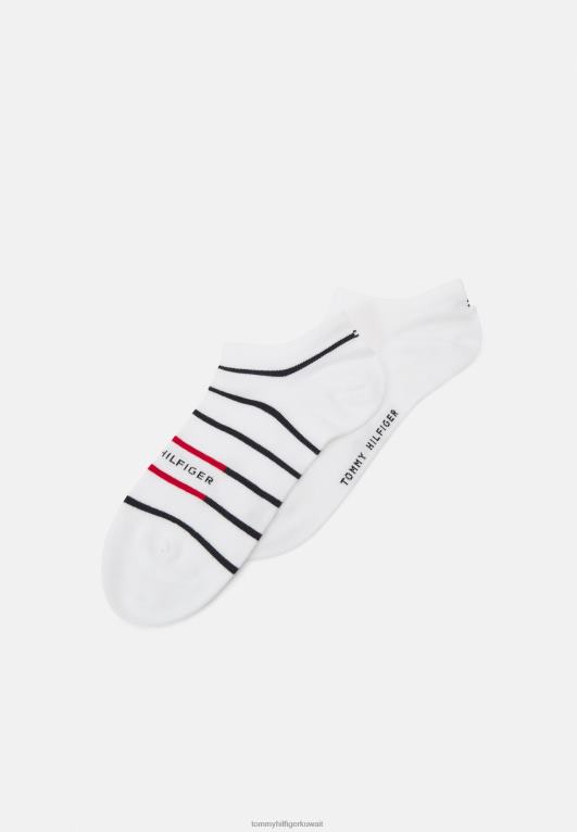 أبيض Tommy Hilfiger حذاء رياضي رجالي بريتون مخطط، عبوة من 2 جوارب 446447046