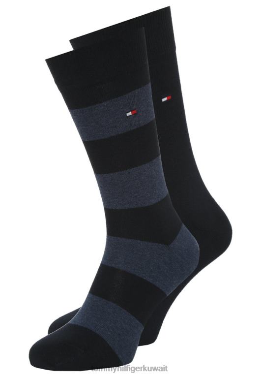 البحرية المظلمة Tommy Hilfiger جوارب الرجبي للرجال، عبوة من 2 جوارب 446447081