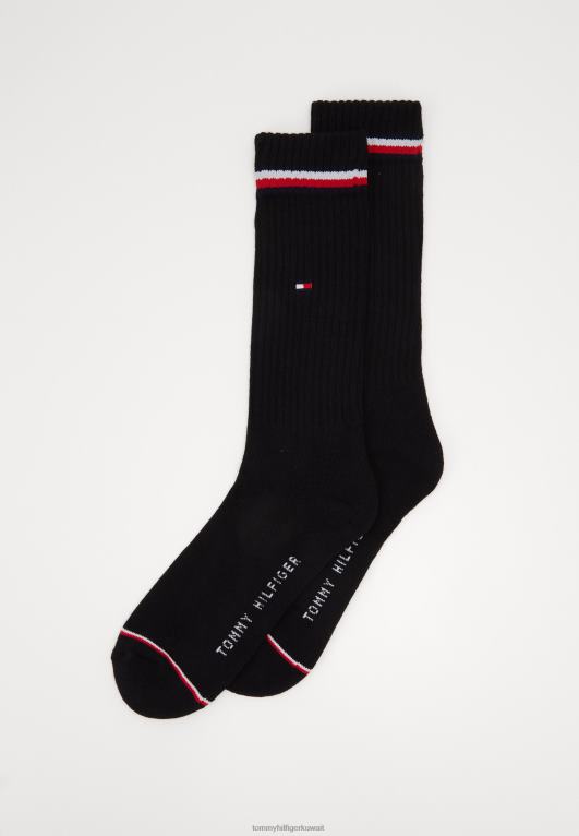 أسود Tommy Hilfiger جوارب أيقونية للرجال، عبوة من 2 جوارب 446447187