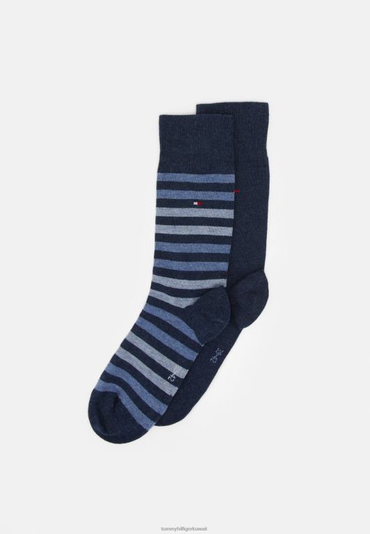 الدنيم الأزرق Tommy Hilfiger جورب ثنائي الخطوط، عبوة من 2 جوارب 446447190