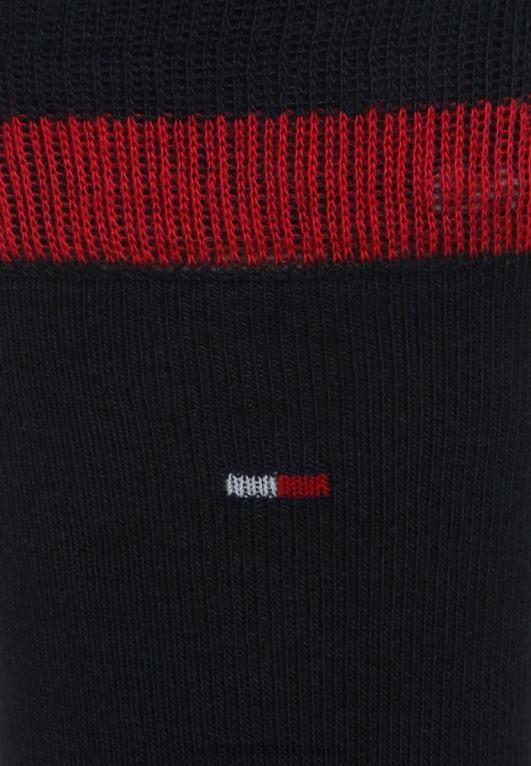 منتصف الليل الأزرق Tommy Hilfiger جوارب مخططة أساسية للأطفال، عبوة من 2 جوارب للجنسين 446448840