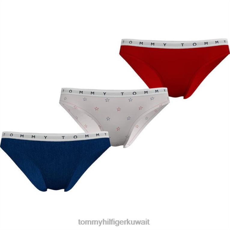 ثالث / وردي / بلي Tommy Hilfiger عبوة من 3 سراويل داخلية بيكيني بطبعات 4464419994