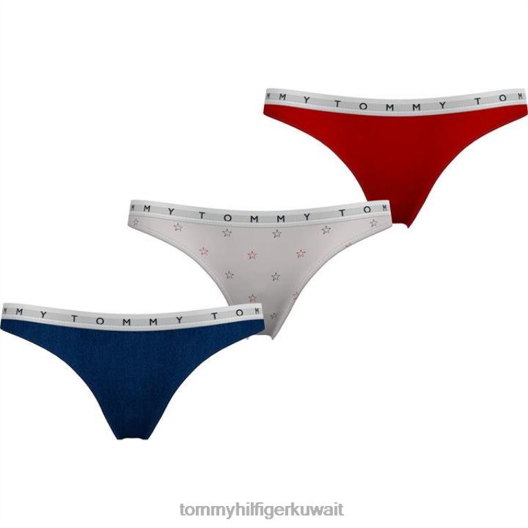 ثالث / وردي / بلي Tommy Hilfiger 3 قطع من سراويل حزام الخصر ذات الشعار المتكرر 4464420870