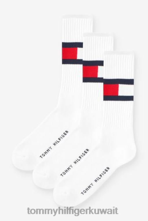 أبيض Tommy Hilfiger جوارب بعلم رجالي، 3 قطع 446443104