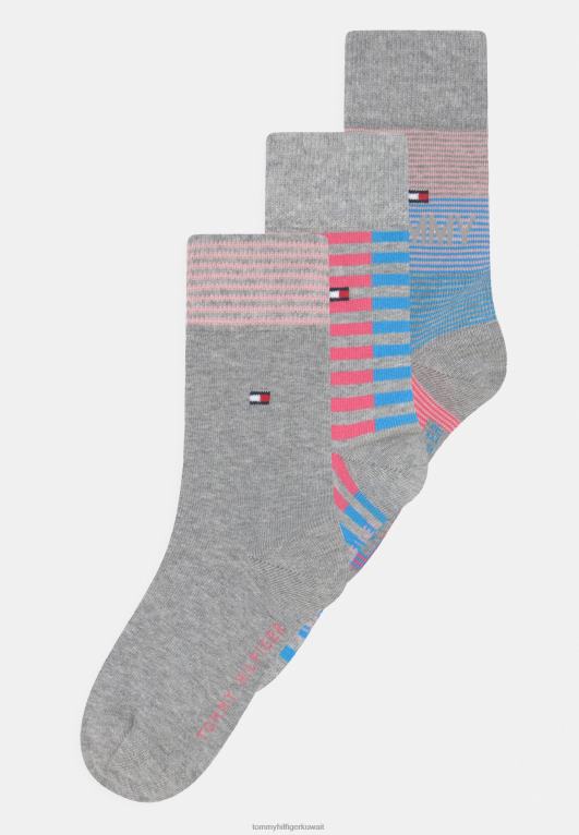 مزيج رمادي فاتح/وردي Tommy Hilfiger صندوق هدايا للأطفال مكون من 3 جوارب للجنسين 446447041