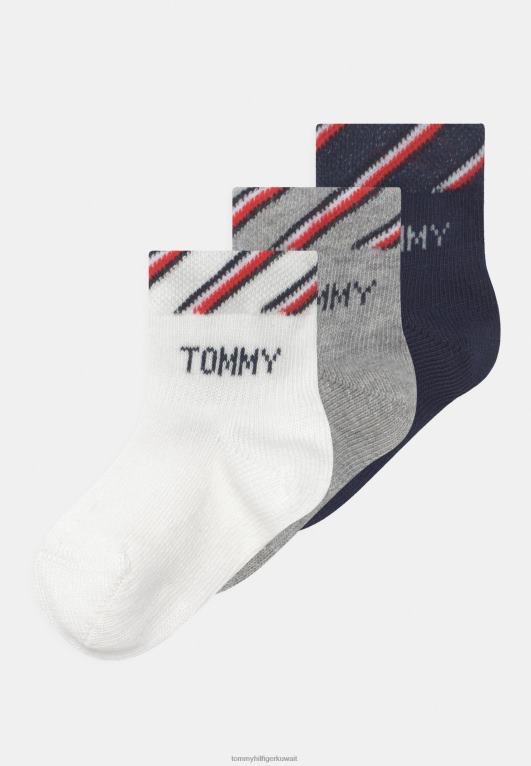 رمادي / أبيض / كحلي Tommy Hilfiger صندوق هدايا للأطفال حديثي الولادة للجنسين، 3 قطع من الجوارب 446447047
