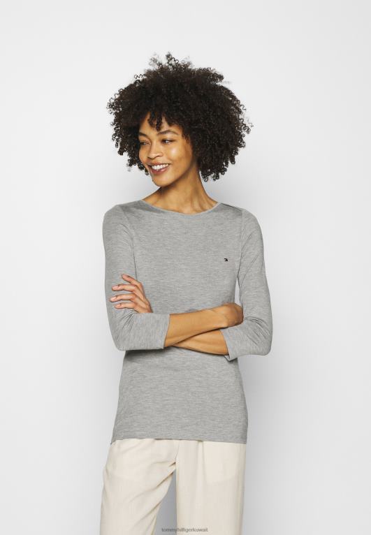 رمادي Tommy Hilfiger تي شيرت برقبة قارب وأكمام طويلة 3/4 446447770