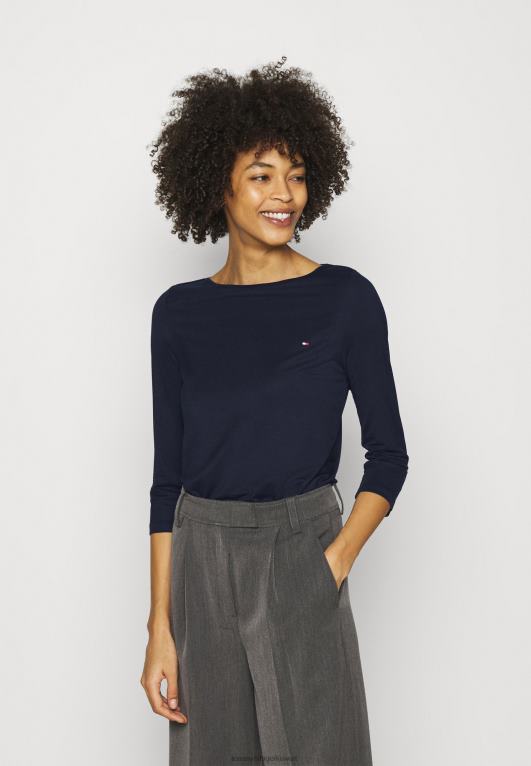 أزرق Tommy Hilfiger تي شيرت برقبة قارب وأكمام طويلة 3/4 446447954