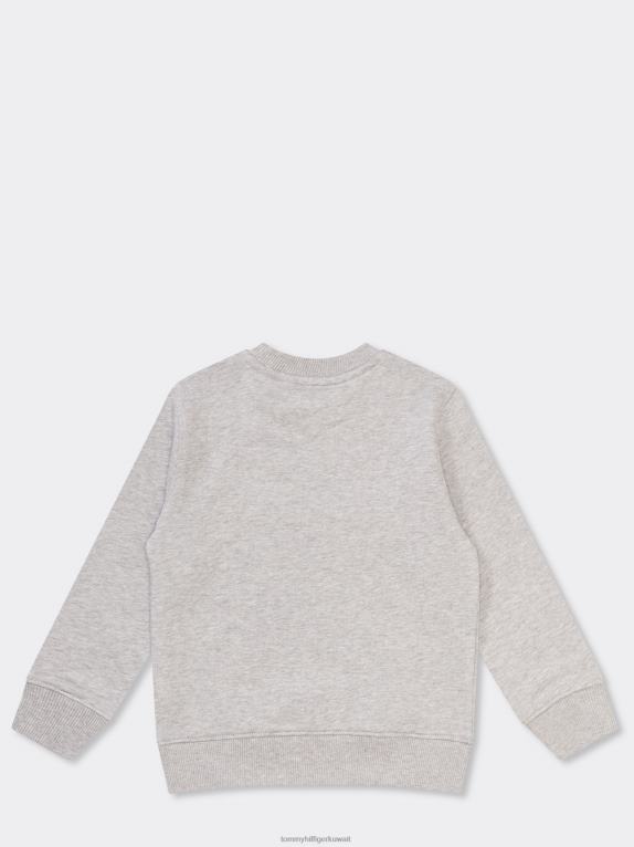 هيذر رمادي فاتح Tommy Hilfiger سويت شيرت أساسي للأطفال من الجنسين 3-7 44644226