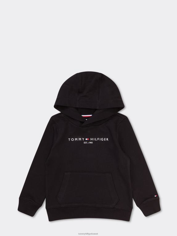 أسود Tommy Hilfiger سترة بقلنسوة أساسية للأطفال من الجنسين 3-7 44644229