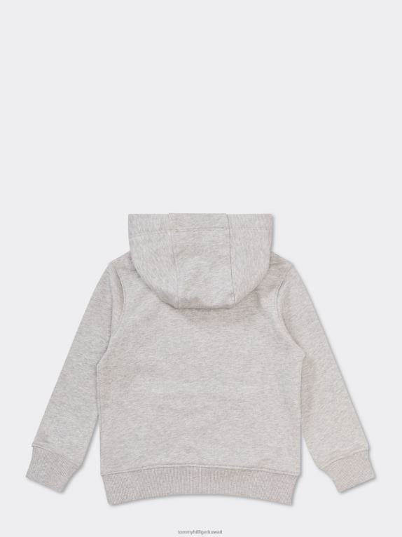 هيذر رمادي فاتح Tommy Hilfiger سترة بقلنسوة أساسية للأطفال من الجنسين 3-7 44644230