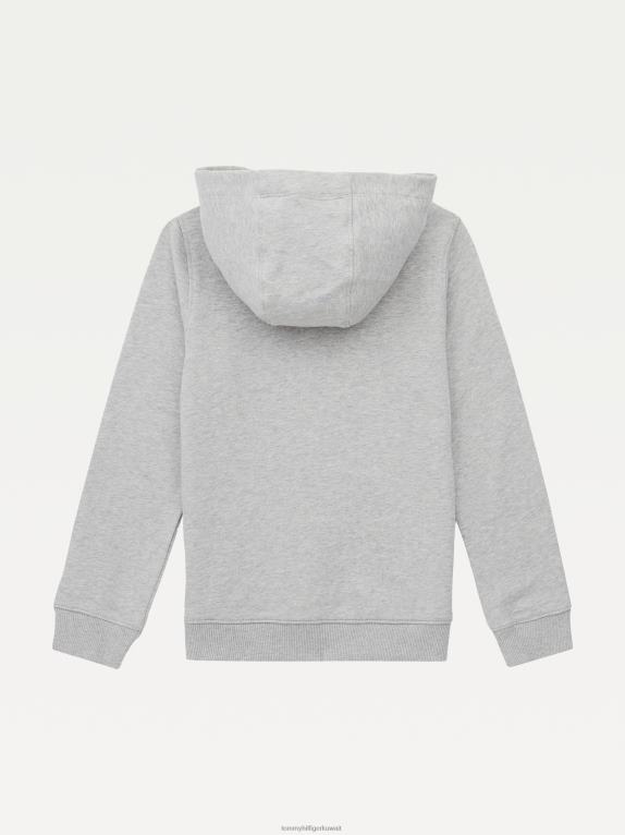 هيذر رمادي فاتح Tommy Hilfiger سترة بقلنسوة أساسية للأطفال من الجنسين 3-7 44644230