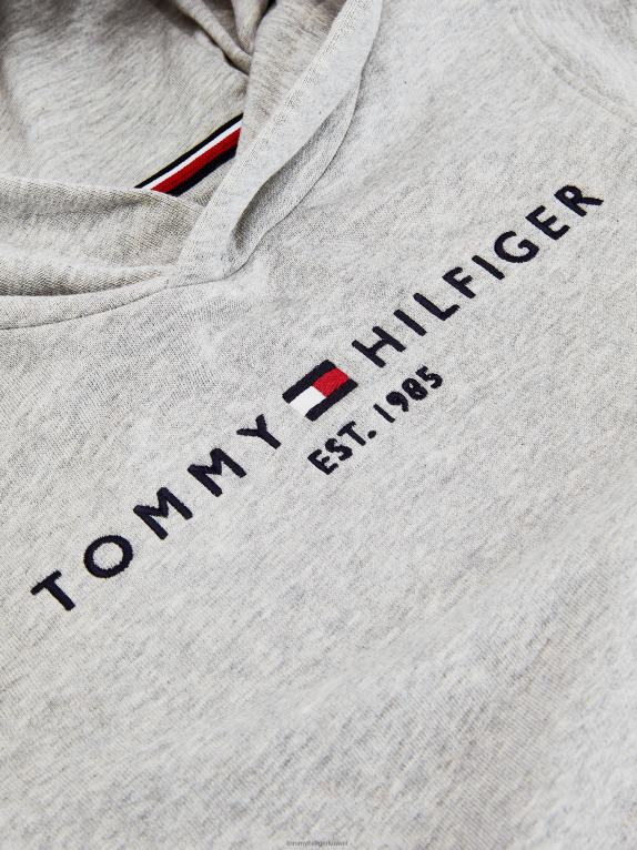 هيذر رمادي فاتح Tommy Hilfiger سترة بقلنسوة أساسية للأطفال من الجنسين 3-7 44644230