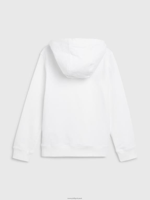 أبيض Tommy Hilfiger سترة بقلنسوة تيري أساسية للجنسين للأطفال من 3 إلى 7 سنوات 44644236