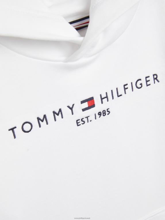 أبيض Tommy Hilfiger سترة بقلنسوة تيري أساسية للجنسين للأطفال من 3 إلى 7 سنوات 44644236