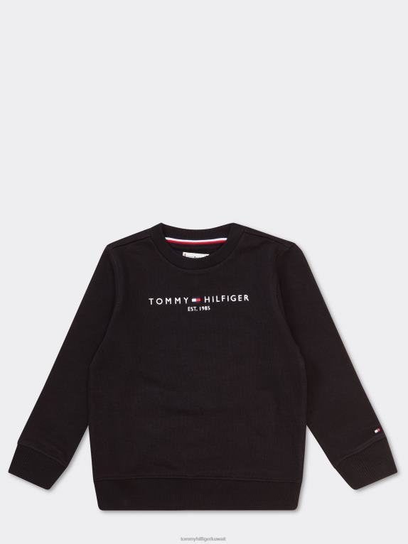 أسود Tommy Hilfiger سويت شيرت أساسي للأطفال من الجنسين 3-7 44644242