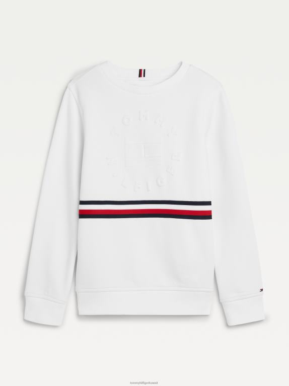 أبيض Tommy Hilfiger سترة للأولاد 3-7 منقوشة بشريط 44644259