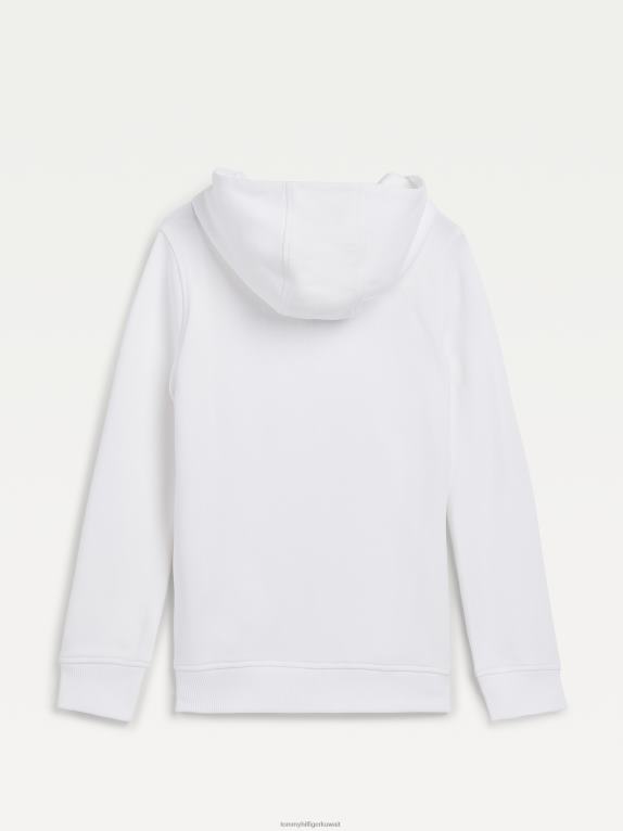 أبيض Tommy Hilfiger سترة بغطاء رأس للأولاد من القطن العضوي بعمر 3-7 سنوات 44644260