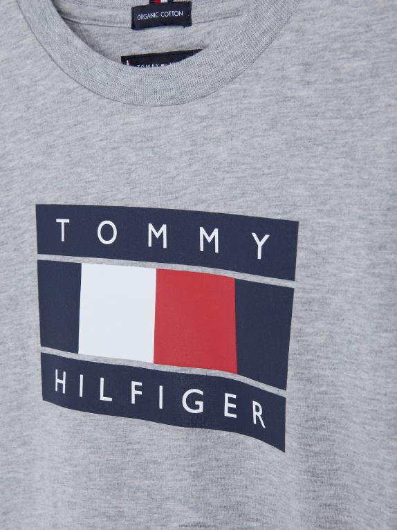 هيذر رمادي فاتح Tommy Hilfiger الأولاد 3-7 العلم تي شيرت طويل الأكمام 44644274