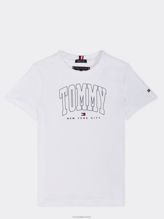 أبيض Tommy Hilfiger تي شيرت بشعار اسكواش جريء للأولاد من 3 إلى 7 سنوات 44644283