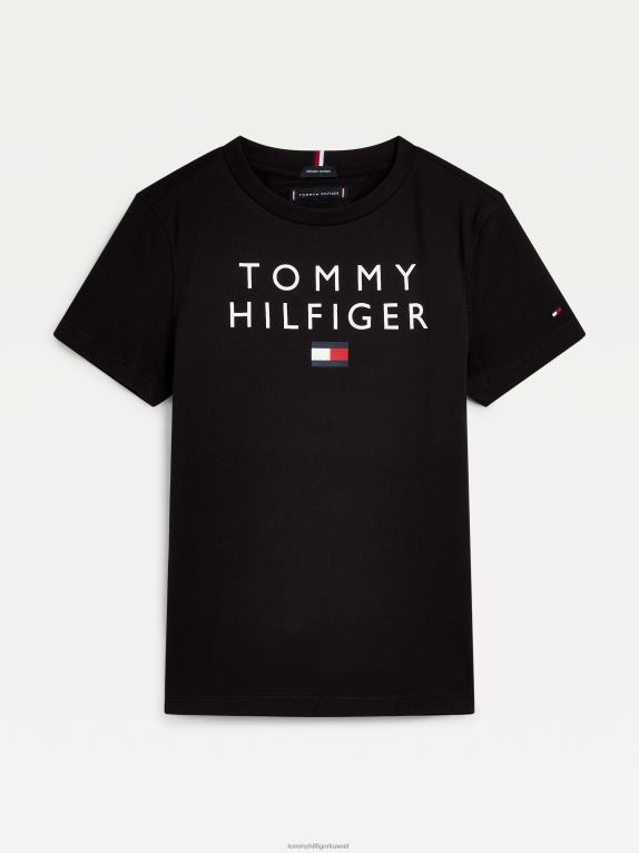 أسود Tommy Hilfiger تي شيرت للأولاد من القطن العضوي بعمر 3-7 سنوات 44644306