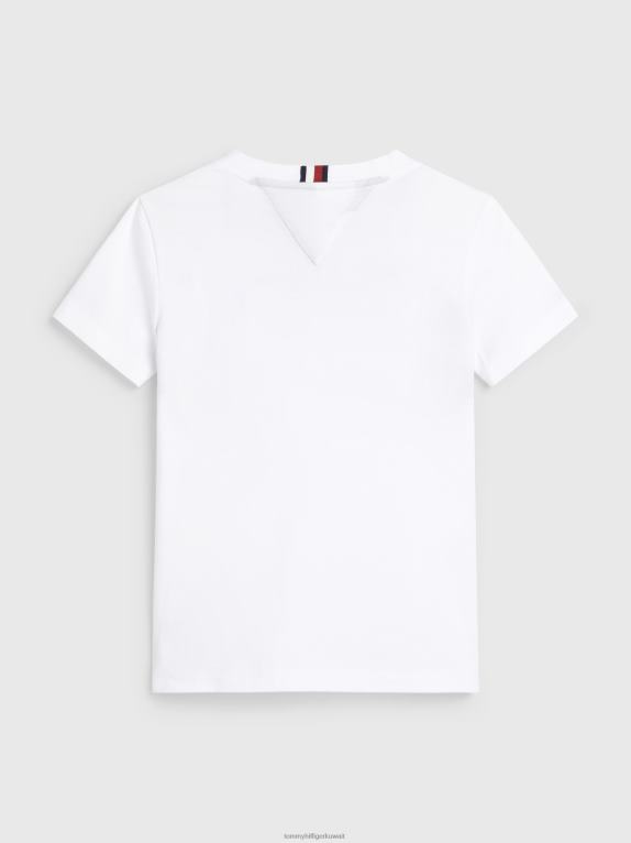 أبيض Tommy Hilfiger تيشيرت للأولاد من عمر 3 إلى 7 أيقونات من القطن العضوي بشعار الماركة 44644313