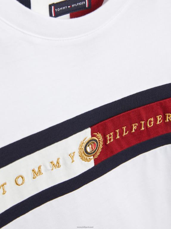 أبيض Tommy Hilfiger تيشيرت للأولاد من عمر 3 إلى 7 أيقونات من القطن العضوي بشعار الماركة 44644313