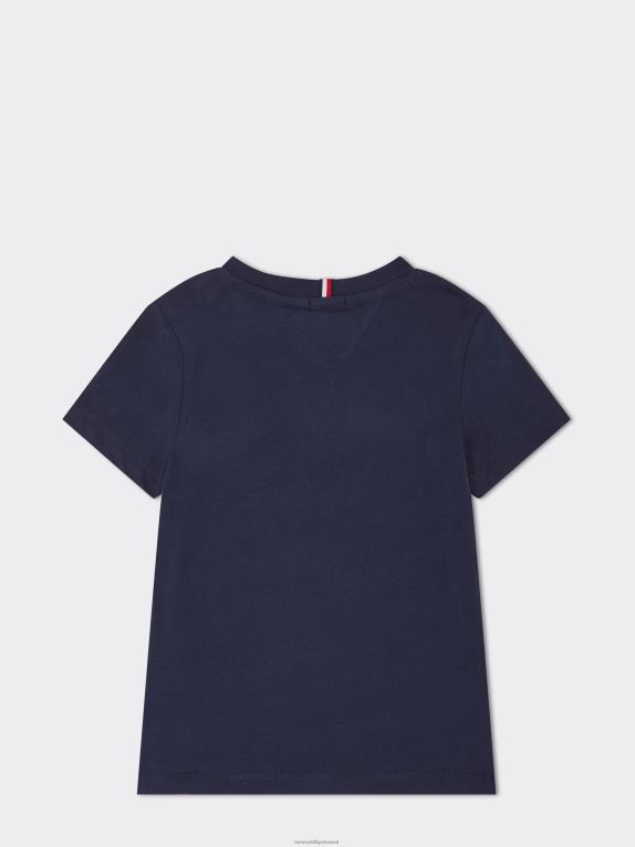 البحرية الشفق Tommy Hilfiger تي شيرت بشعار اسكواش جريء للأولاد من 3 إلى 7 سنوات 44644321