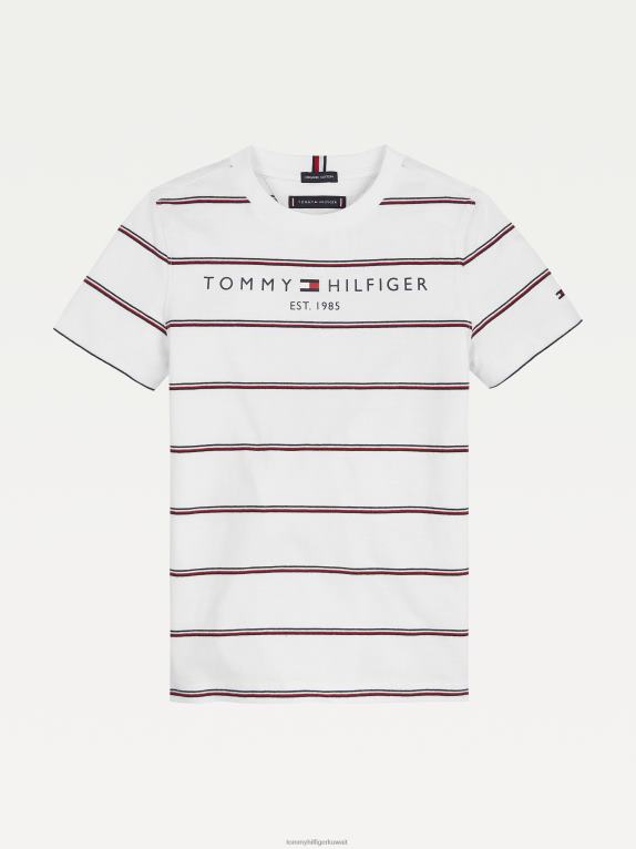 أبيض Tommy Hilfiger تي شيرت للأولاد من 3 إلى 7 سنوات مصنوع من القطن العضوي الأساسي 44644327