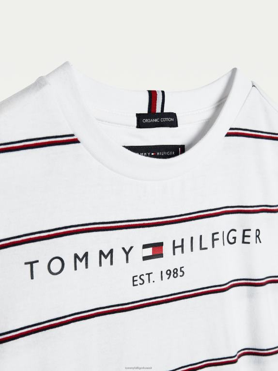 أبيض Tommy Hilfiger تي شيرت للأولاد من 3 إلى 7 سنوات مصنوع من القطن العضوي الأساسي 44644327