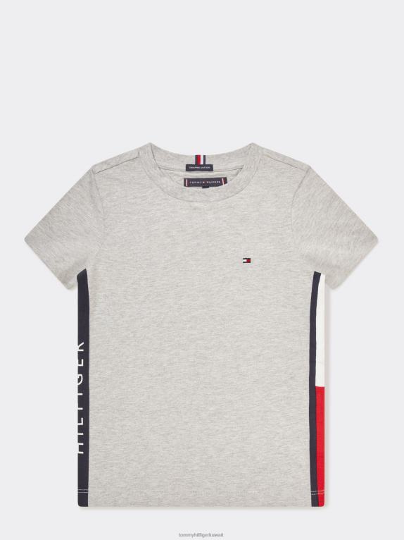 هيذر رمادي فاتح Tommy Hilfiger الأولاد 3-7 تي شيرت العلم 44644333