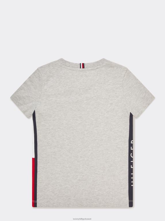 هيذر رمادي فاتح Tommy Hilfiger الأولاد 3-7 تي شيرت العلم 44644333