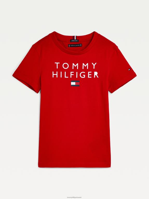 قرمزي عميق Tommy Hilfiger تي شيرت للأولاد من القطن العضوي بعمر 3-7 سنوات 44644340