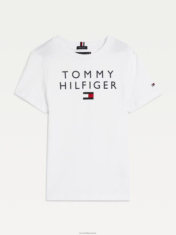 أبيض Tommy Hilfiger تي شيرت للأولاد من القطن العضوي بعمر 3-7 سنوات 44644342