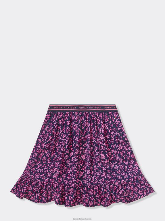 الزهرة الزرقاء في كل مكان Tommy Hilfiger تنورة زهرية للفتيات من سن 3 إلى 7 سنوات 44644355