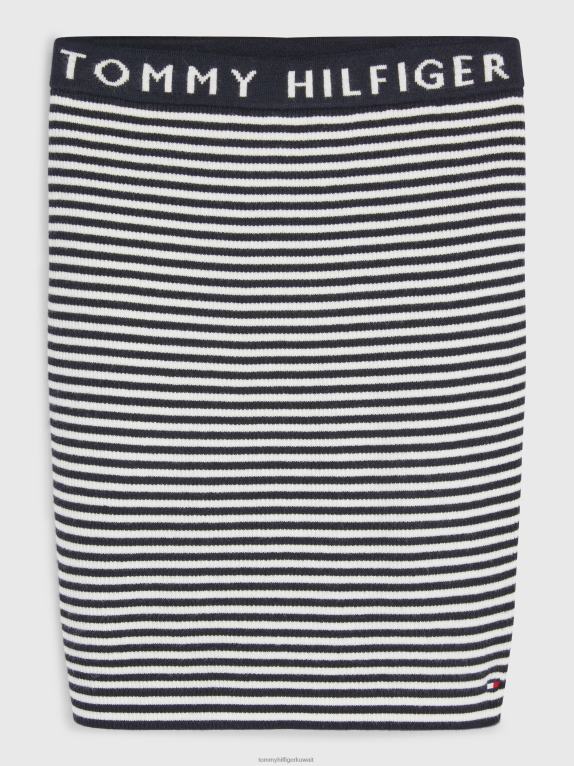 سماء الصحراء / القديمة Tommy Hilfiger تنورة مضلعة بحزام خصر للفتيات 3-7 44644365