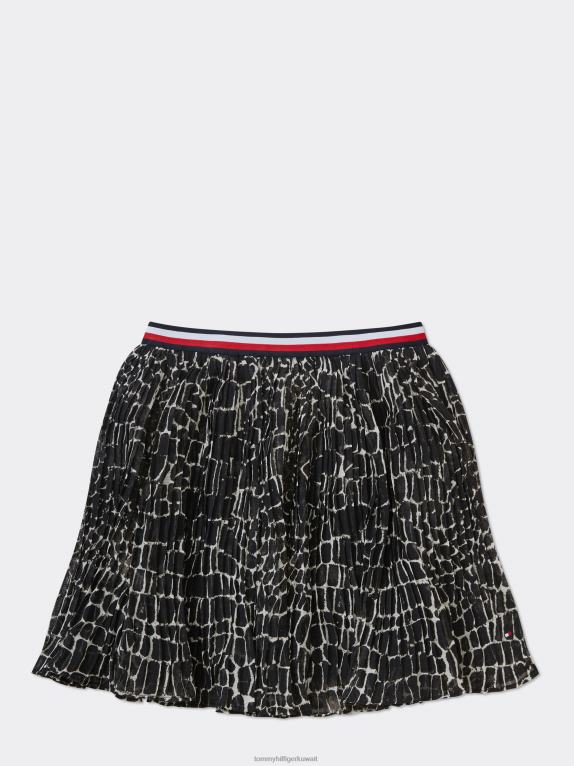 طباعة حيوانية سوداء Tommy Hilfiger الفتيات 3-7 تنورة شيفون مطوي 44644373
