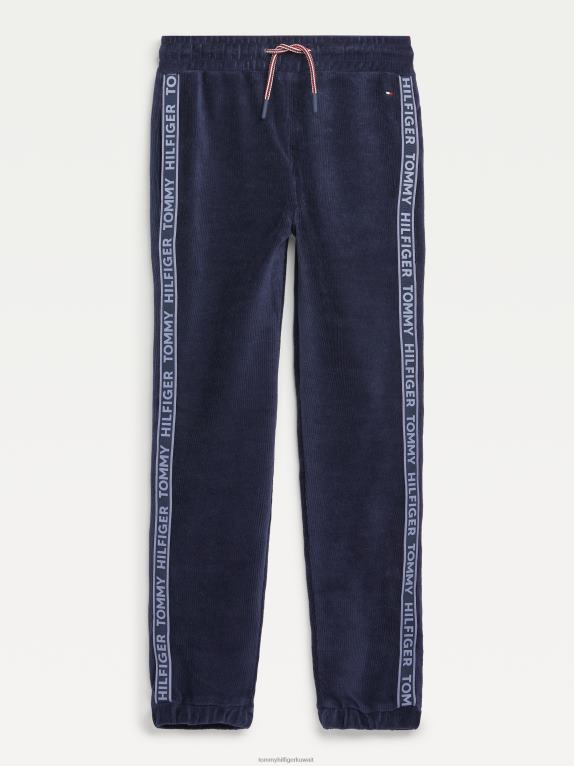 البحرية الشفق Tommy Hilfiger بنطال رياضي بشريط مخملي للفتيات من سن 3 إلى 7 سنوات 44644376