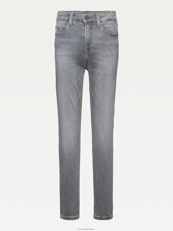 شريط رمادي لؤلؤي صيفي Tommy Hilfiger الفتيات 3-7 الجينز سيلفيا عالية الارتفاع نحيل باهتة 44644382