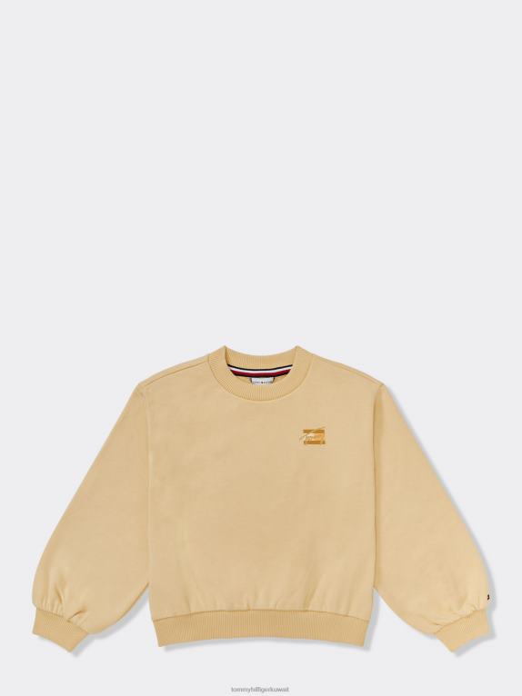 البراري الأصفر Tommy Hilfiger سويت شيرت بشعار من القطن العضوي للفتيات من 3 إلى 7 سنوات 44644428