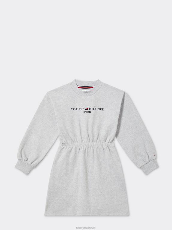هيذر رمادي فاتح Tommy Hilfiger الفتيات 3-7 فستان من النوع الثقيل الأساسي 44644445