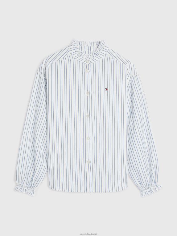 الشريط الأبيض القديم Tommy Hilfiger الفتيات 3-7 قميص مزركش شريط عمودي 44644455