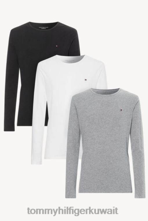 أسود / أبيض / رمادي Tommy Hilfiger مجموعة من 3 تيشيرتات بأكمام طويلة من Premium Essentials 446443565