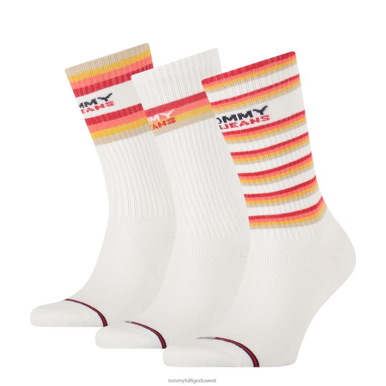 أبيض Tommy Hilfiger عبوة من 3 جوارب مخططة من Uni TJ Giftbox 44644935