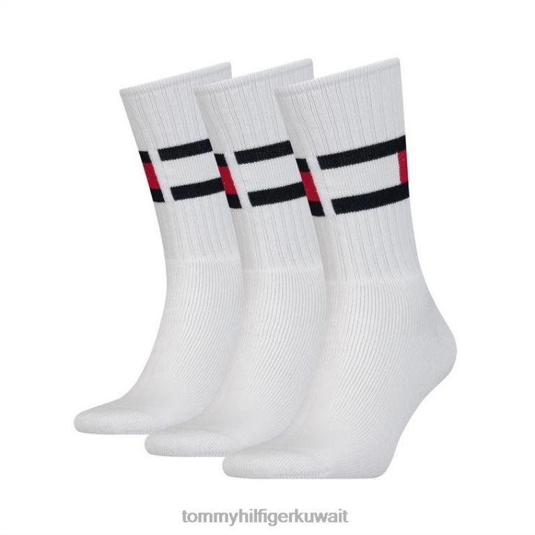 أبيض Tommy Hilfiger جورب العلم 3p00 4464420372