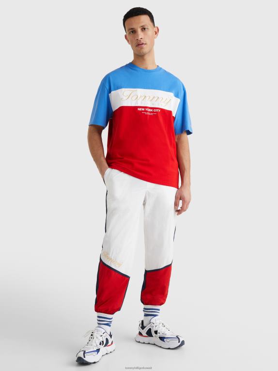 قرمزي عميق/متعدد Tommy Hilfiger شعار التطريز تي شيرت 446441002