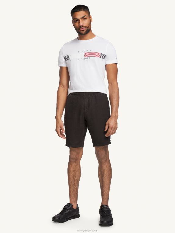 أسود Tommy Hilfiger هارلم سحب على السراويل الكتان 446441005