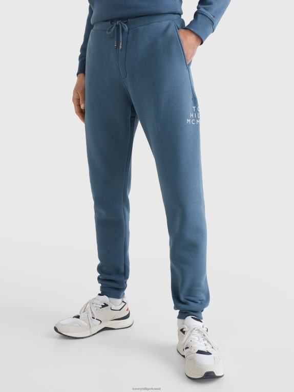 الفحم الأزرق Tommy Hilfiger بنطال رياضي بأساور وشعار 446441069