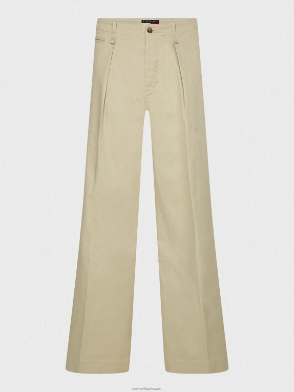 البيج الكلاسيكي Tommy Hilfiger أيقونات الساحل الغربي الإعدادية مريحة تناسب بناطيل تشينو 446441084