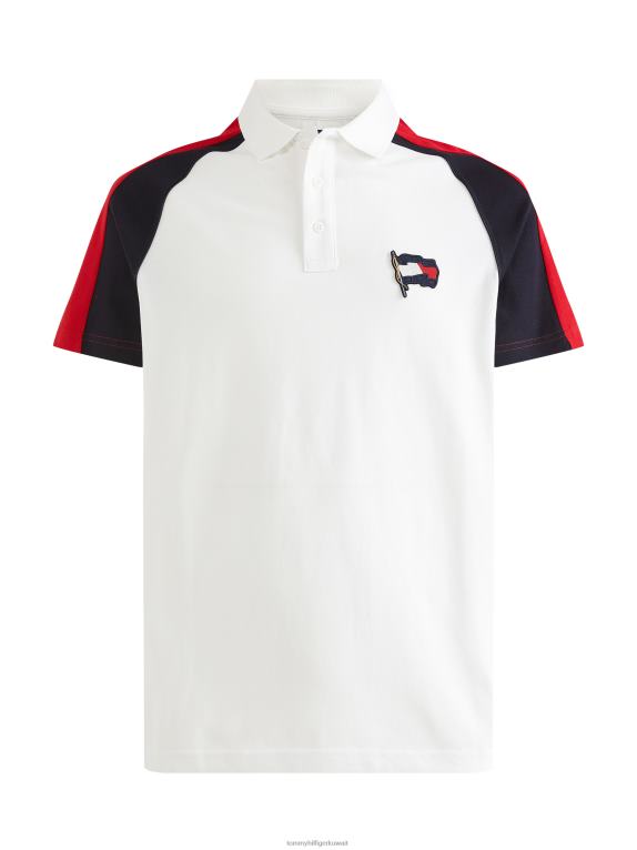 أبيض / أحمر أساسي / سماء الصحراء Tommy Hilfiger علم الحركة بولو ذو مقاس عادي 446441090